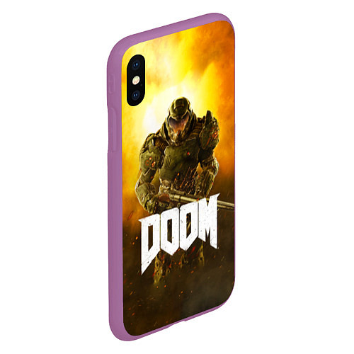 Чехол iPhone XS Max матовый DOOM: Soldier / 3D-Фиолетовый – фото 2