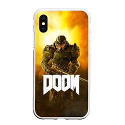 Чехол iPhone XS Max матовый DOOM: Soldier, цвет: 3D-белый