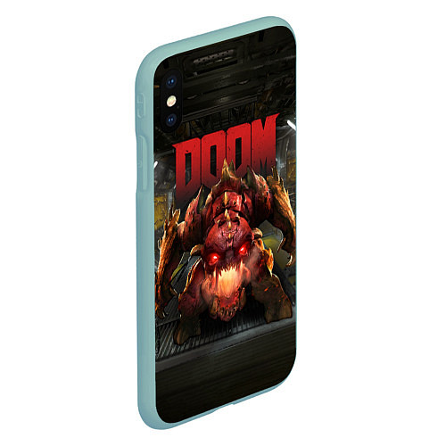 Чехол iPhone XS Max матовый DOOM: Pinky Monster / 3D-Мятный – фото 2