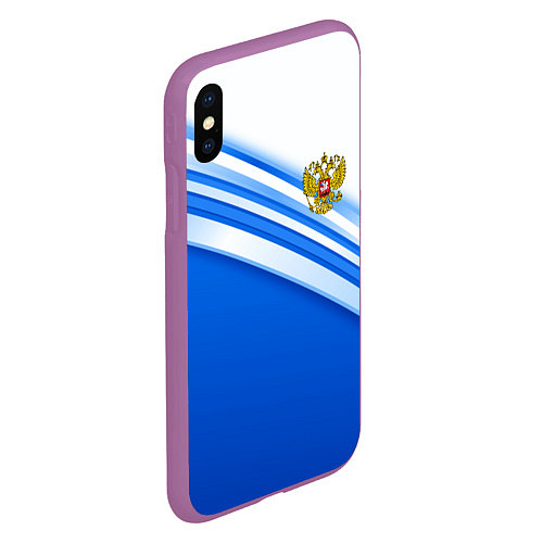 Чехол iPhone XS Max матовый Россия: голубая волна / 3D-Фиолетовый – фото 2
