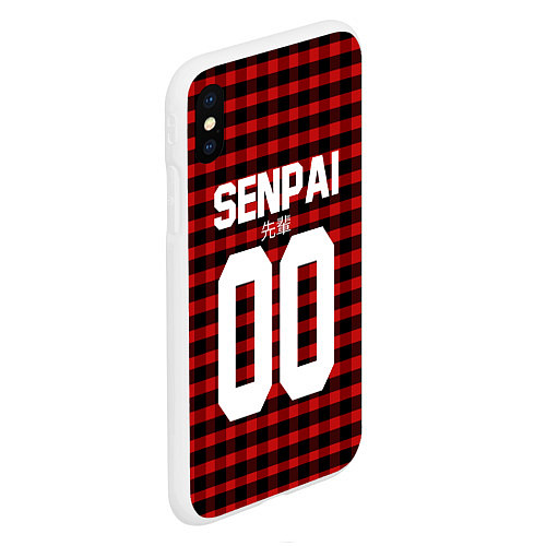 Чехол iPhone XS Max матовый Senpai 00: Red Grid / 3D-Белый – фото 2