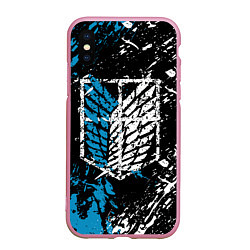 Чехол iPhone XS Max матовый Разведкорпус, цвет: 3D-розовый