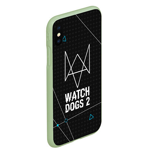 Чехол iPhone XS Max матовый Watch Dogs 2: Tech Geometry / 3D-Салатовый – фото 2