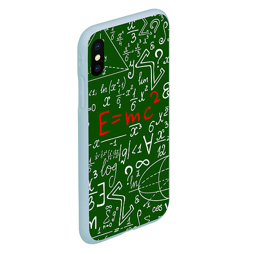 Чехол iPhone XS Max матовый E=mc2: Green Style / 3D-Голубой – фото 2