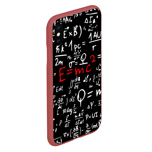 Чехол iPhone XS Max матовый E=mc2: Black Style / 3D-Красный – фото 2