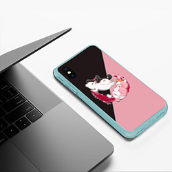 Чехол iPhone XS Max матовый MONOKUMA X MONOMI, цвет: 3D-мятный — фото 2