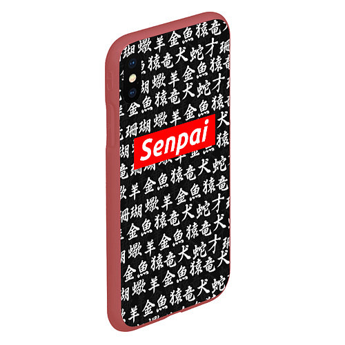 Чехол iPhone XS Max матовый Senpai Hieroglyphs / 3D-Красный – фото 2