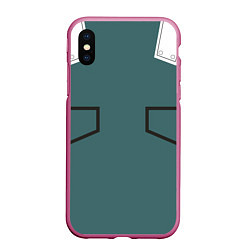 Чехол iPhone XS Max матовый MHA IZUKU MIDORIYA, цвет: 3D-малиновый