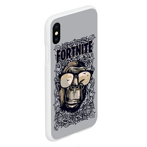 Чехол iPhone XS Max матовый Fortnite Monkey / 3D-Белый – фото 2