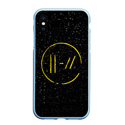 Чехол iPhone XS Max матовый TOP: Black Space, цвет: 3D-голубой