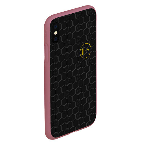 Чехол iPhone XS Max матовый 21 Pilots: Carbon / 3D-Малиновый – фото 2