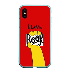 Чехол iPhone XS Max матовый Homer: I love Beer, цвет: 3D-мятный