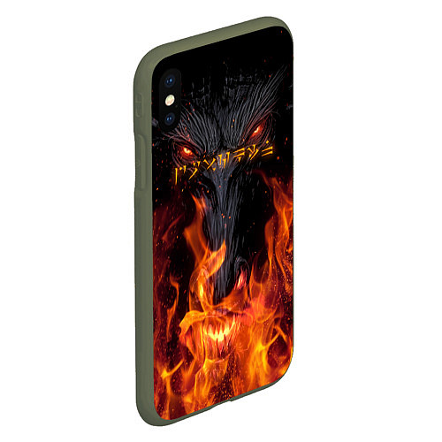 Чехол iPhone XS Max матовый TES: Flame Wolf / 3D-Темно-зеленый – фото 2