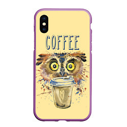 Чехол iPhone XS Max матовый Owls like coffee, цвет: 3D-фиолетовый