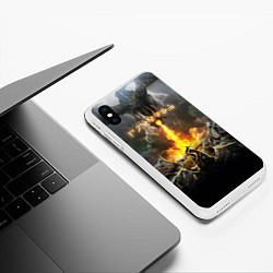Чехол iPhone XS Max матовый TES: Dragon Flame, цвет: 3D-белый — фото 2