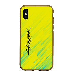 Чехол iPhone XS Max матовый Cyberpunk 2077: Yellow, цвет: 3D-коричневый