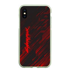Чехол iPhone XS Max матовый Cyberpunk 2077: Red Breaks, цвет: 3D-салатовый
