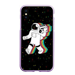 Чехол iPhone XS Max матовый Космонавт с магнитофоном