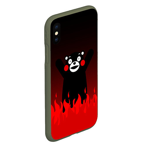 Чехол iPhone XS Max матовый Kumamon: Hell Flame / 3D-Темно-зеленый – фото 2