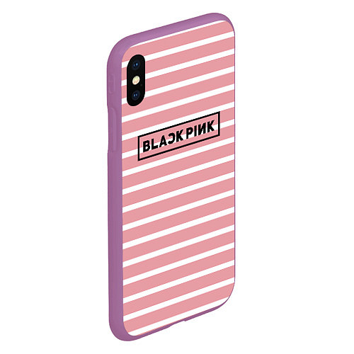 Чехол iPhone XS Max матовый Black Pink: Striped Geometry / 3D-Фиолетовый – фото 2