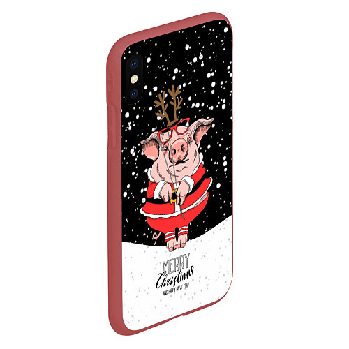 Чехол iPhone XS Max матовый Merry Christmas 2019 / 3D-Красный – фото 2