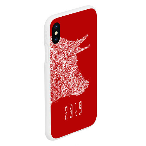 Чехол iPhone XS Max матовый Красная свинья 2019 / 3D-Белый – фото 2