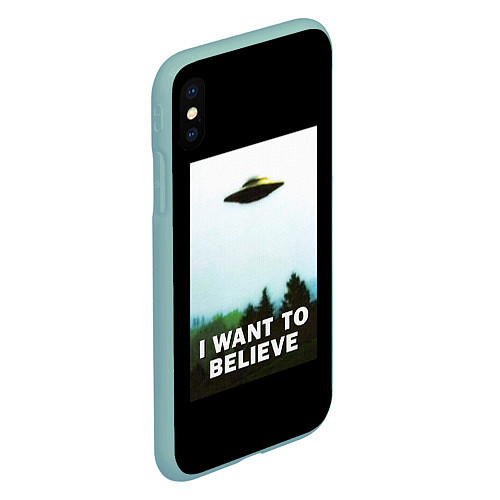 Чехол iPhone XS Max матовый I Want To Believe / 3D-Мятный – фото 2