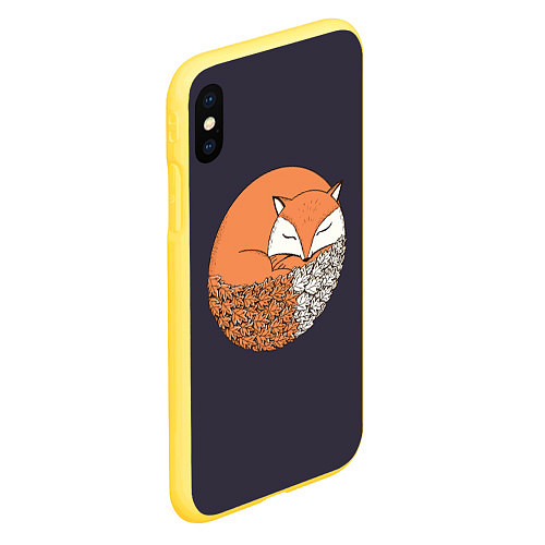 Чехол iPhone XS Max матовый Осенняя лисичка / 3D-Желтый – фото 2