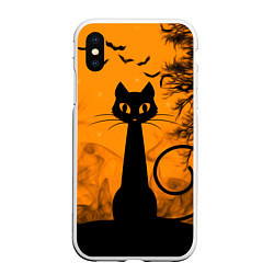 Чехол iPhone XS Max матовый Halloween Cat, цвет: 3D-белый