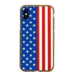 Чехол iPhone XS Max матовый American Patriot, цвет: 3D-коричневый