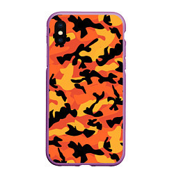 Чехол iPhone XS Max матовый Fashion Orange Camo, цвет: 3D-фиолетовый