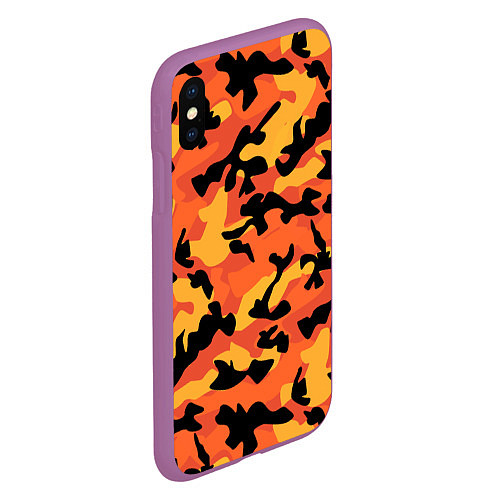 Чехол iPhone XS Max матовый Fashion Orange Camo / 3D-Фиолетовый – фото 2