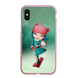 Чехол iPhone XS Max матовый Beautiful Winter, цвет: 3D-розовый