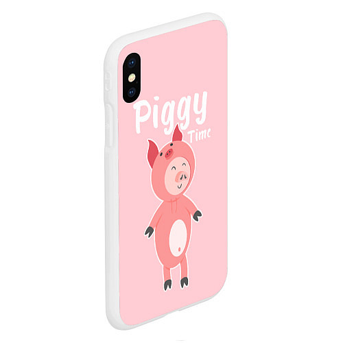 Чехол iPhone XS Max матовый Piggy Time / 3D-Белый – фото 2