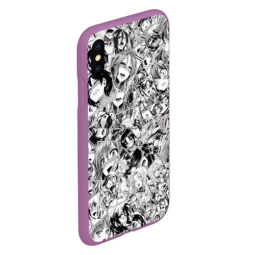 Чехол iPhone XS Max матовый Manga Ahegao / 3D-Фиолетовый – фото 2