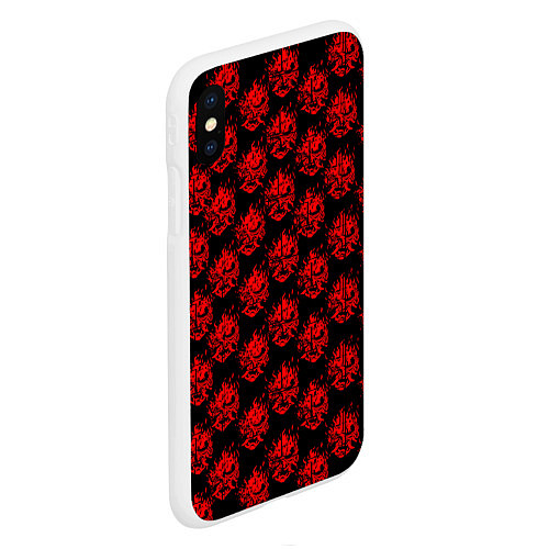 Чехол iPhone XS Max матовый Cyberpunk 2077: Samurai Pattern / 3D-Белый – фото 2