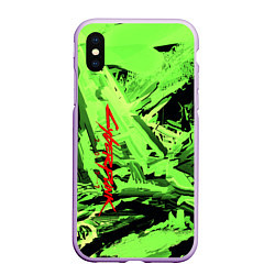 Чехол iPhone XS Max матовый Cyberpunk 2077: Green Breaks, цвет: 3D-сиреневый