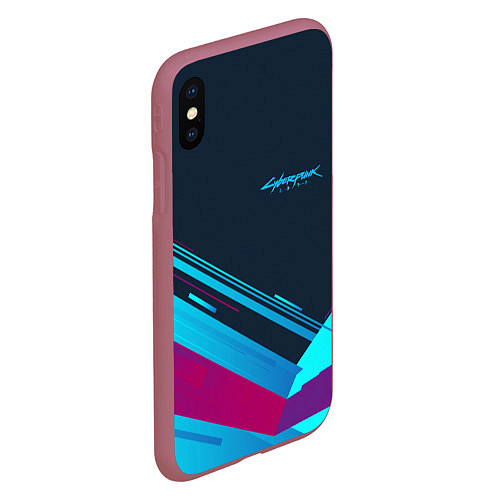 Чехол iPhone XS Max матовый Cyberpunk 2077 / 3D-Малиновый – фото 2