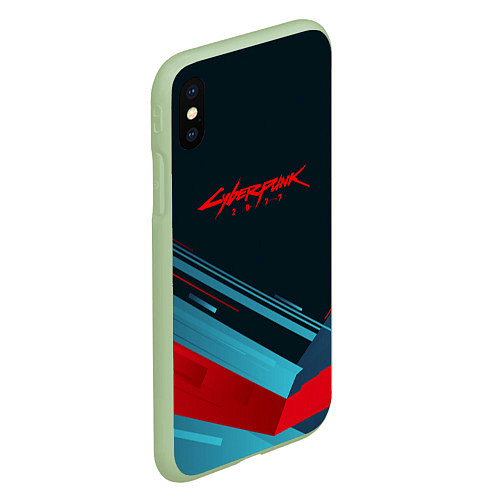 Чехол iPhone XS Max матовый Cyberpunk 2077: Geometry / 3D-Салатовый – фото 2