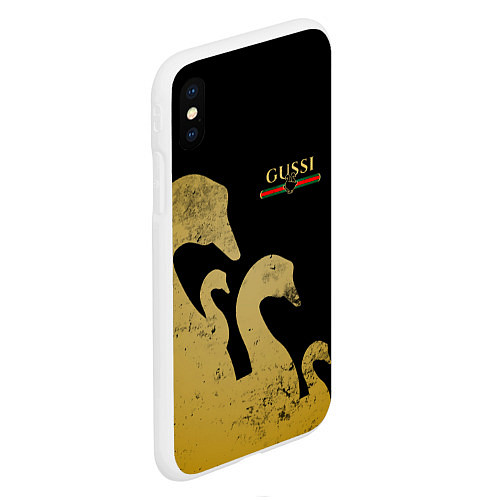 Чехол iPhone XS Max матовый GUSSI: Gold Edition / 3D-Белый – фото 2