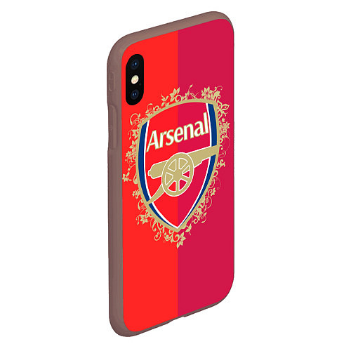 Чехол iPhone XS Max матовый FC Arsenal - emblem / 3D-Коричневый – фото 2