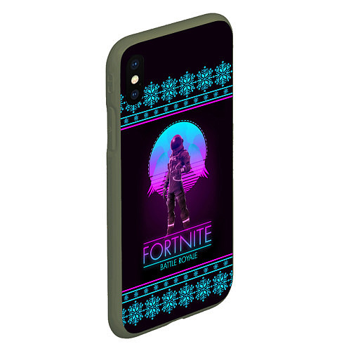 Чехол iPhone XS Max матовый Fortnite: Neon Battle / 3D-Темно-зеленый – фото 2
