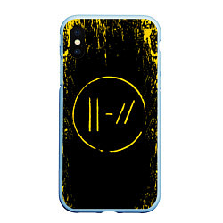 Чехол iPhone XS Max матовый 21 Pilots: Yellow & Black, цвет: 3D-голубой