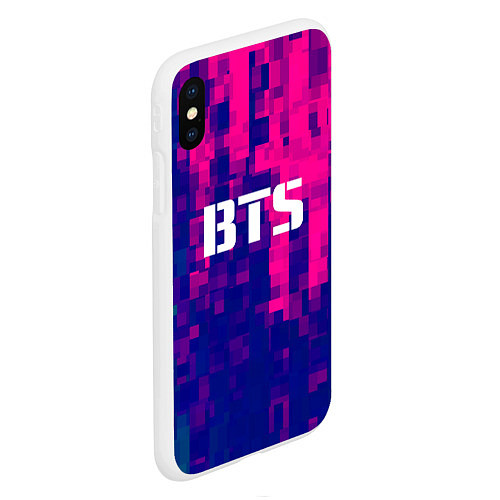 Чехол iPhone XS Max матовый BTS: Blue & Pink Neon / 3D-Белый – фото 2