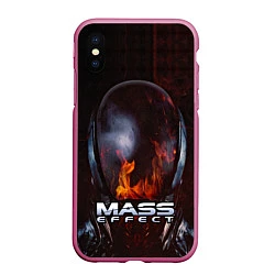 Чехол iPhone XS Max матовый Mass Effect, цвет: 3D-малиновый