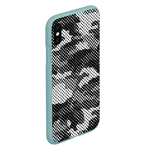 Чехол iPhone XS Max матовый Черный камуфляж / 3D-Мятный – фото 2