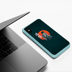 Чехол iPhone XS Max матовый Восточный воин, цвет: 3D-мятный — фото 2
