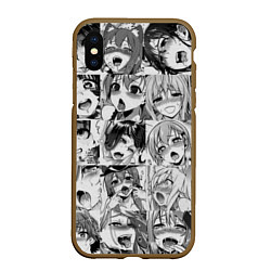 Чехол iPhone XS Max матовый Ahegao Babes, цвет: 3D-коричневый