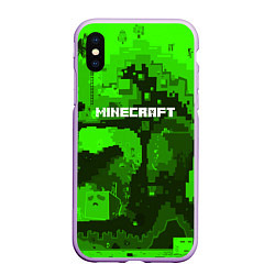 Чехол iPhone XS Max матовый Minecraft: Green World, цвет: 3D-сиреневый