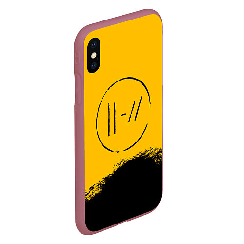 Чехол iPhone XS Max матовый 21 Pilots: Yellow Logo / 3D-Малиновый – фото 2